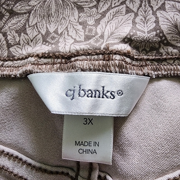 CJBanks Ladies Plus Size Pull-on Pants Cute Floral Leaf Pattern Sz 3x - Picture 4 of 5